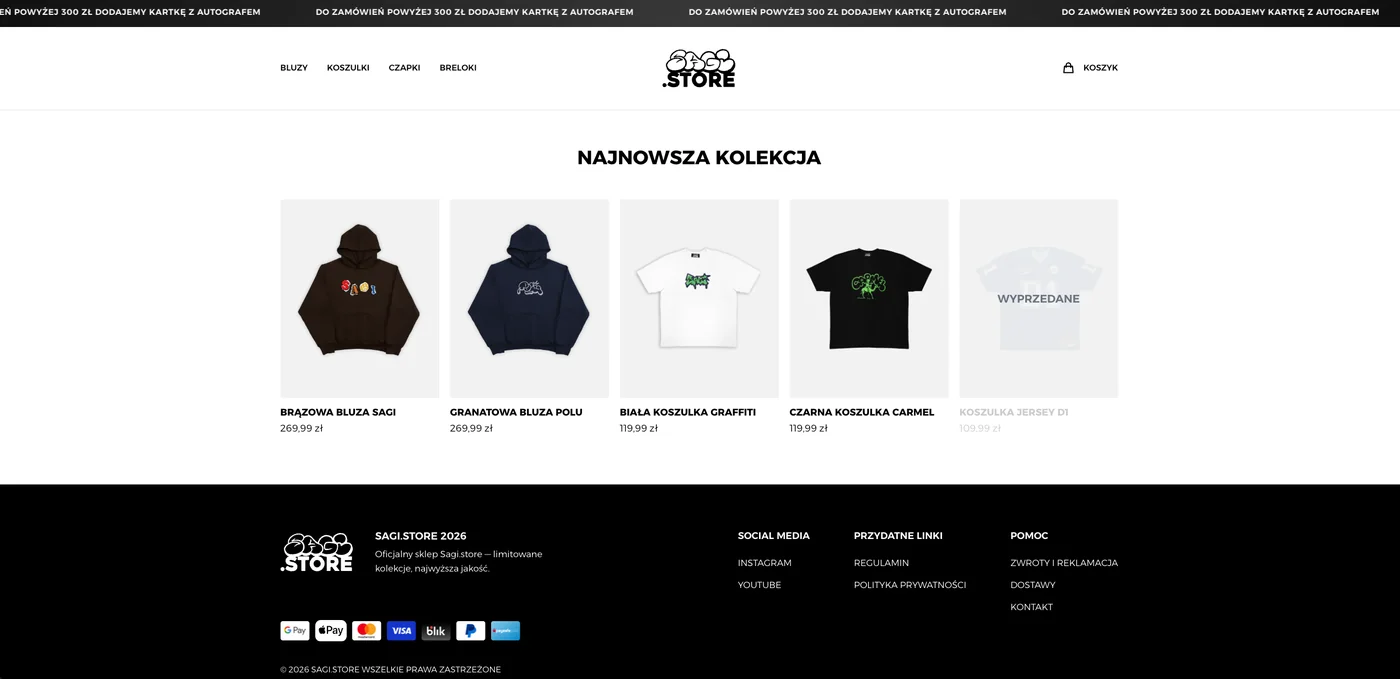 Sagi.store — zrzut ekranu sklepu